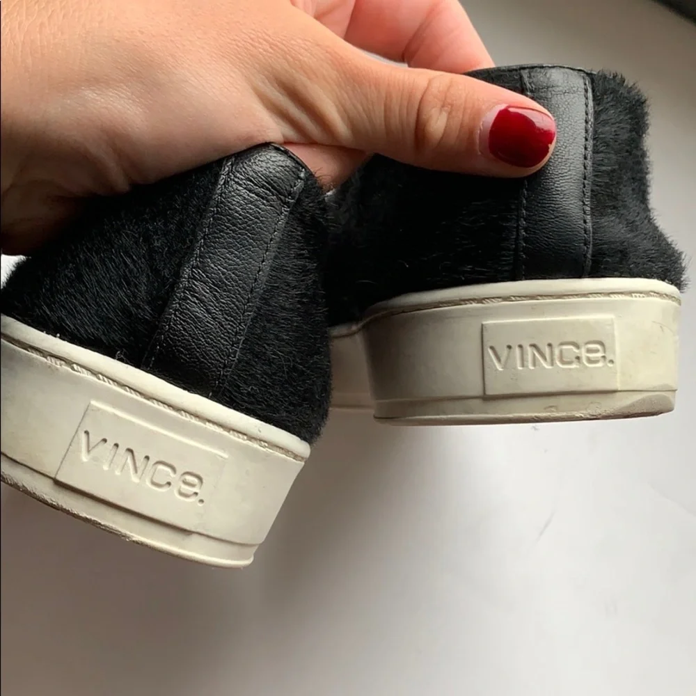 Vince black Berlin pony calf hair slip on sneaker